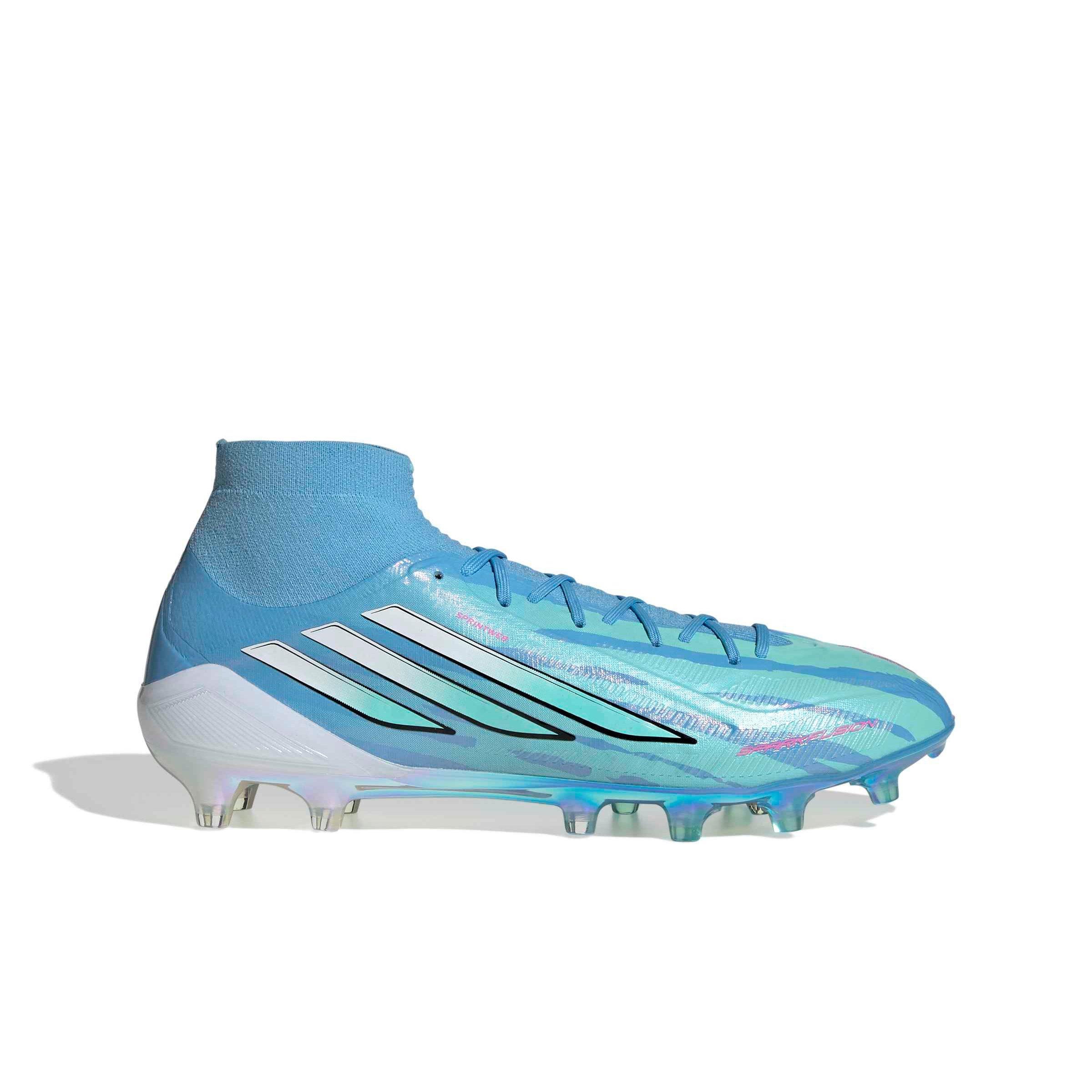 adidas F50 Sparkfusion Elite Mid Cut MG "Semi Blue Burst/Ftwr White/Lucid Pink" Women's Soccer Cleat - BLUE/WHITE/PINK
